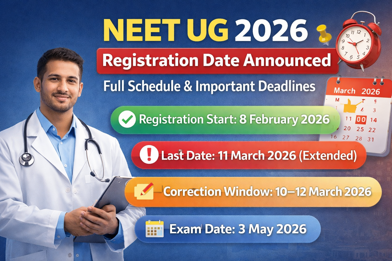 NEET UG 2026 Registration Date Announced: Full Schedule & Important Deadlines